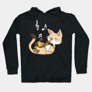 Saxophone Music Cat T-Shirt Funny Pet Gift Idea Hoodie